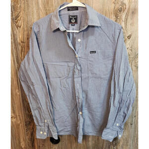 Façonnable Long Sleeve Button Shirt Men Size Medium Blue & White Check USA Made